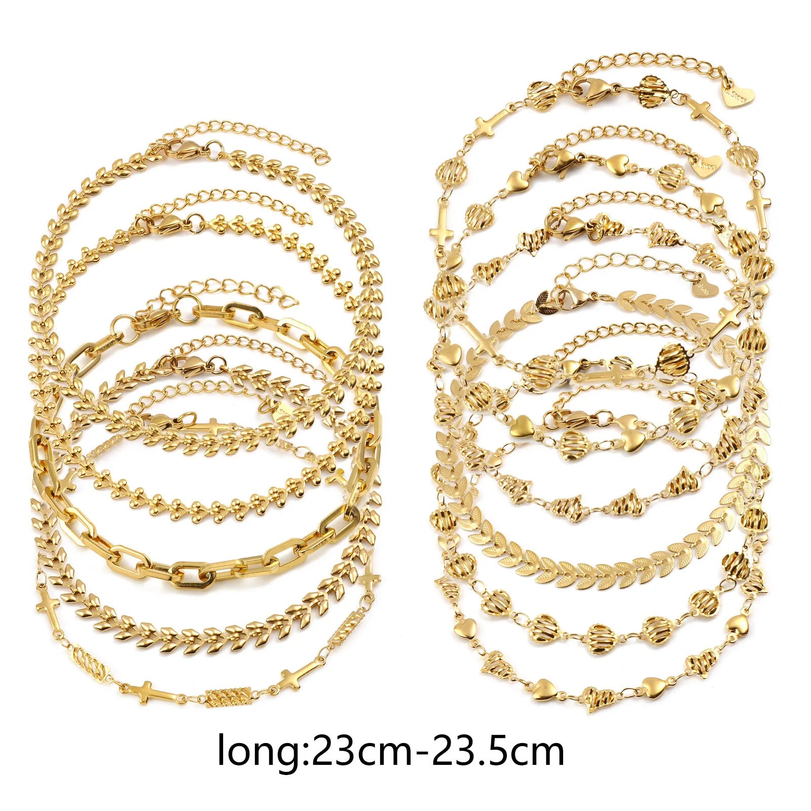 DoreenBeads Stainless Steel Anklet Gold Color For Women Beach Foot Leg Chain Ankle Bracelets Jewelry Gift 22.5cm-23.5cm, 1 Piece