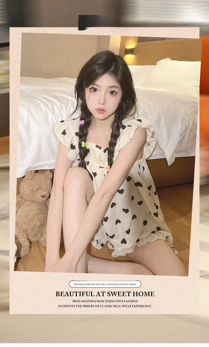 Summer Spwear Women's 2025 New Japanese Sle Fre Vest orts Woven Cotton Thin Home Clothes Set Sweet Print ort Pants