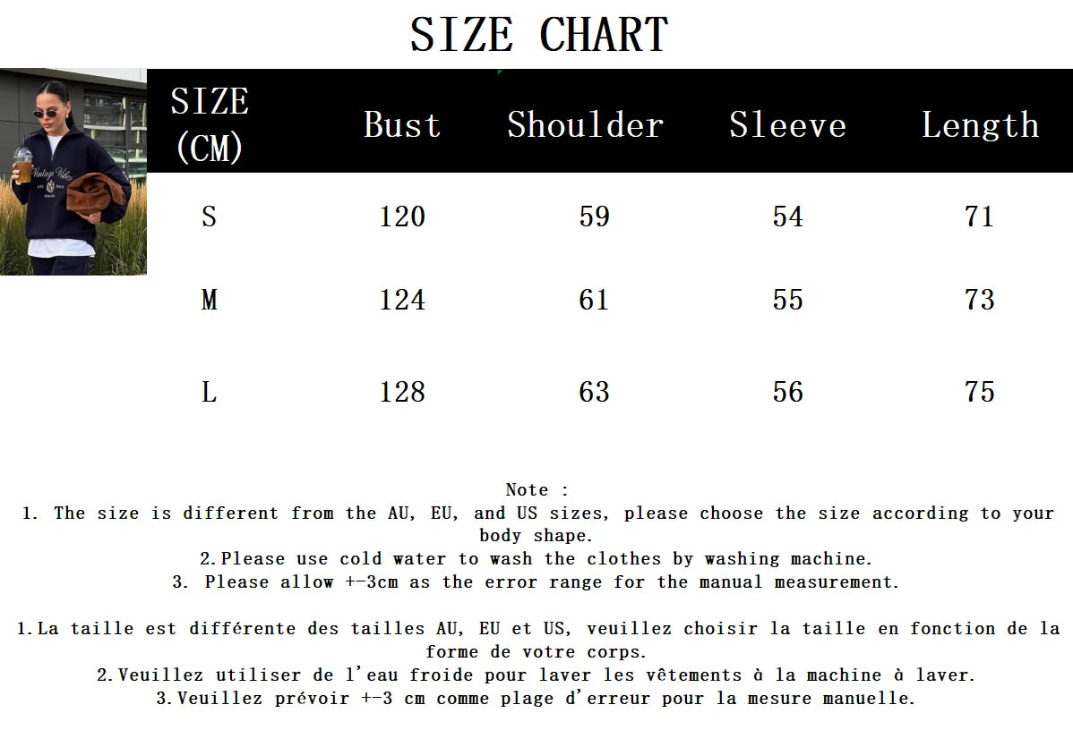 Vintage Letter Embroidery Sweatshirt Women Zipper Lapel Collar Long Sleeve Sweatshirts Autumn Streetwear Fashion Sport Pullovers
