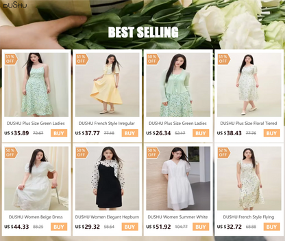 DUSHU Women Autumn Long SLeeve Dresses Office Lady Temperament Polo Neck A-LINE Long Dress Fake Two Patchwork Dress 24DS83358