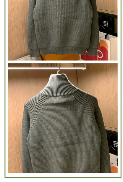 2025 Trendy Brand Solid Color Half Turtleneck Sweater for Men in Winter Personalized Side Zipper Sweater Design Warm Top Badiee Stylez