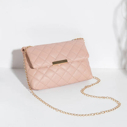Diamond Lattice Women Shoulder Bag Female Embroidered Luxury Small Square Bag PU Leather Crossbody Bags Handbag Purses Phone Bag Pink