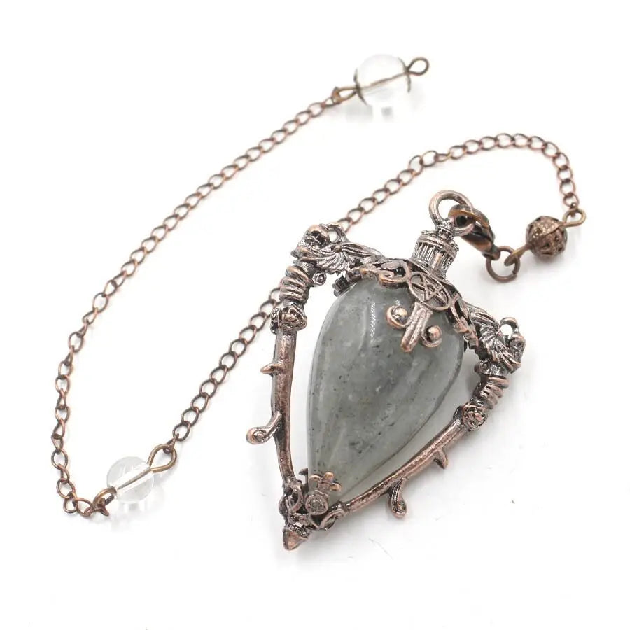 Healing Natural Stone Crystal Pendulums for Divination Black Obsidian Pendant Quartz Pendulum Dowsing Spiritual Pendulos X202 Labradorite 2