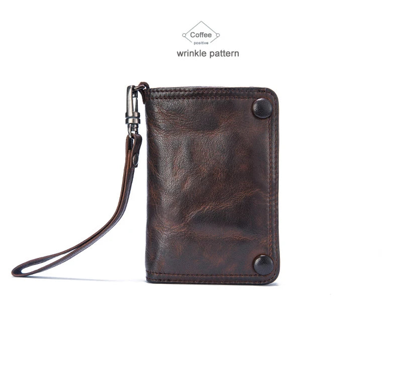 Vintage Genuine leather wallet Men leather long wallet men purse clutch bag male money clips zip around money bag card holder