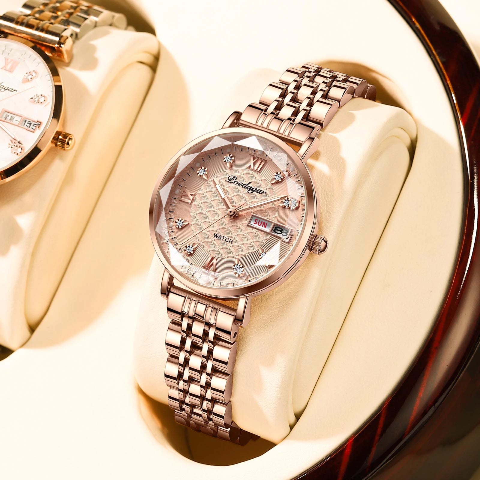 POEDAGAR Original Luxury Women Watch Week Date Waterproof Luminous Stainless Steel Woman Watches Simple Trendy Ladies Wristwatch