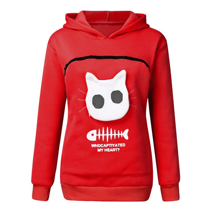 S-3XL Cat Lovers Hooded Sweatshirt Kangaroo Dog Pet Paw Dropshipping Pullovers Cuddle Pouch Fish Pocket Hoodie