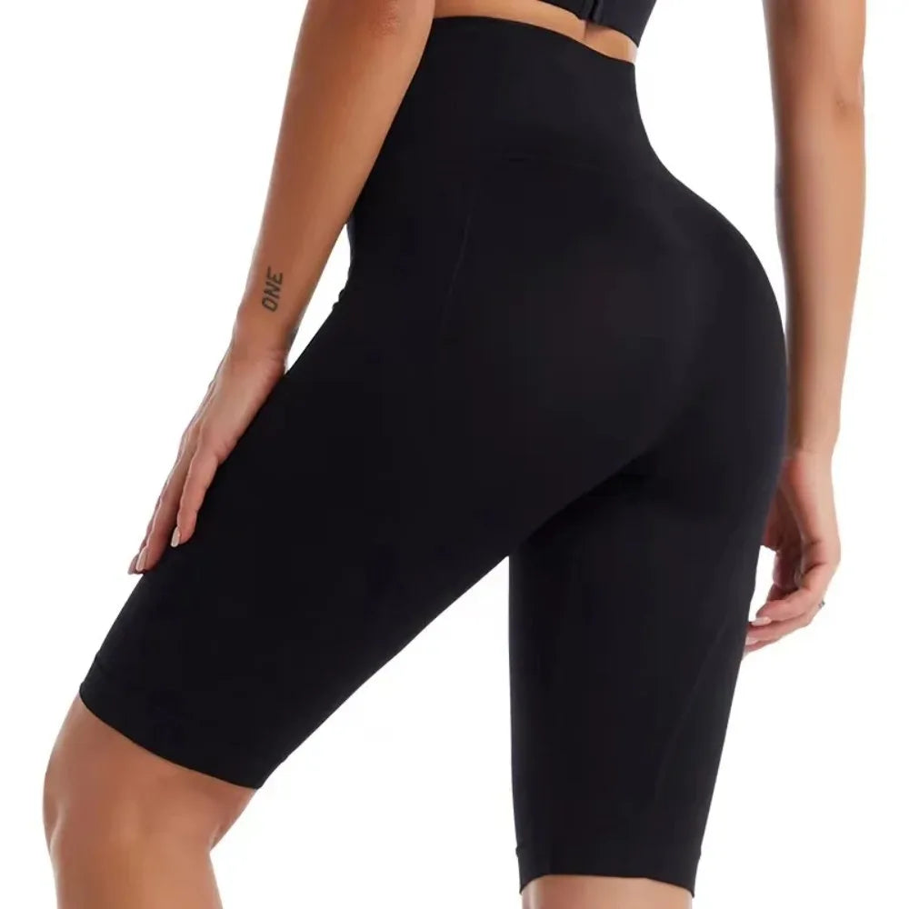 High Waist Sports Biker Shorts Women Naked Feeling Workout Push Up Leggings Tummy Control Yoga Running Fitness Gym Slim Pants 40-65kg Black