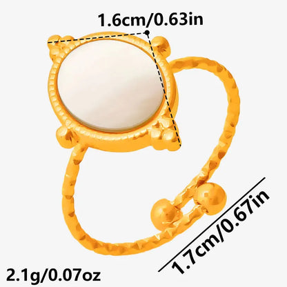 Sea Jewelry Shell Leaf Geometric Round Stainless Steel Rings For Women Men Accessories Open Adjustable Ring Beach Holiday Bagues