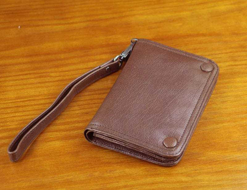 Vintage Genuine leather wallet Men leather long wallet men purse clutch bag male money clips zip around money bag card holder