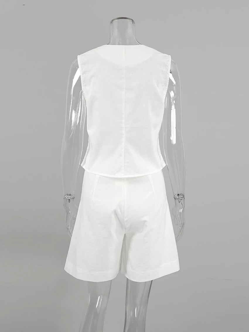 Marthaqiqi Loose Cotton Women'S Pajamas Sets Sexy V-Neck Sleepwear Tank Tops Nightwear Casual Shorts Femme Summer Pyjamas Suits