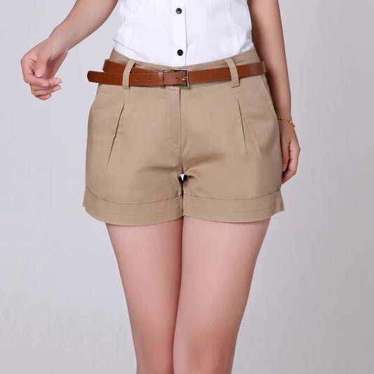 New Women'S Summer Thin Casual Pure Color Shorts Korean Fashion And Versatile Comfortable Slimming Pure Cotton 3-Point Pants Khaki