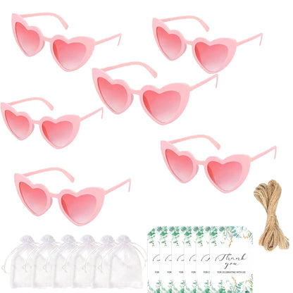 12-60Pcs Wedding Bridal Heart Shaped Sunglasses Party Favors Gift for Guests Bachelorette Hen Party Glasses Bridal Shower Decor Heart Pink A Card 2 CHINA