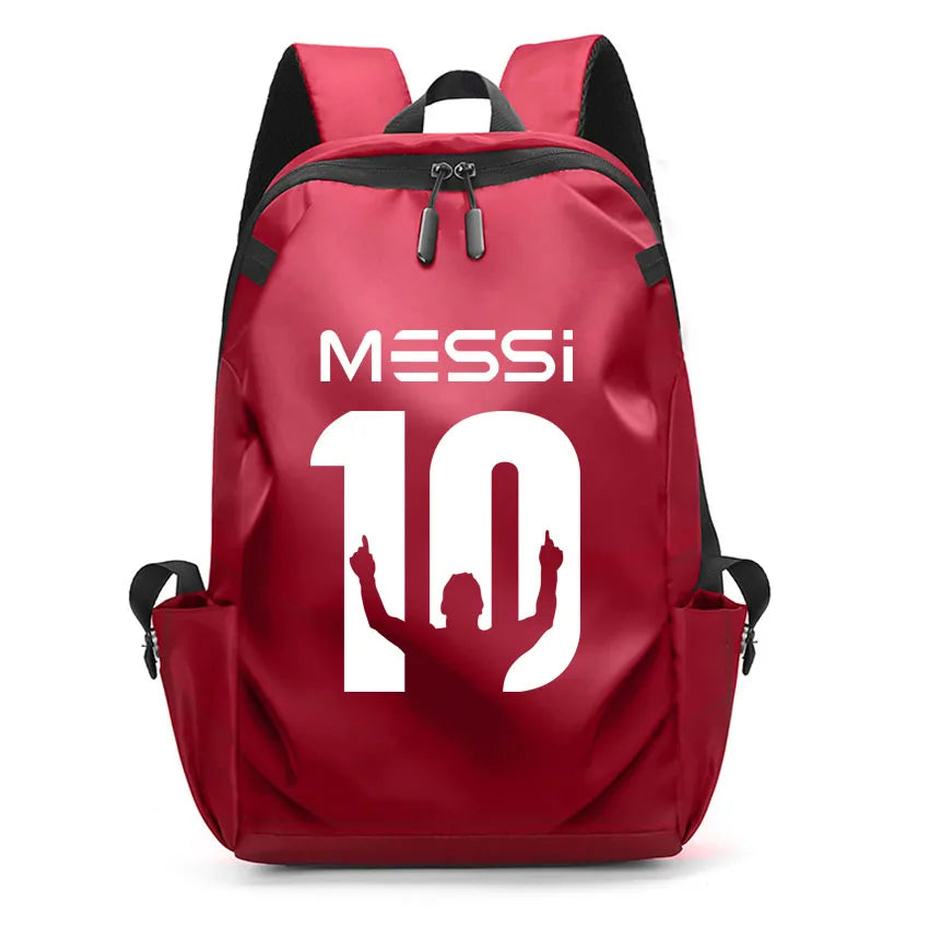 Football Super Stars MESSI Backpack Boy Girl Unisex College Student Backpack Women Men Laptop Teens Student USB Port Rucksack Red B063