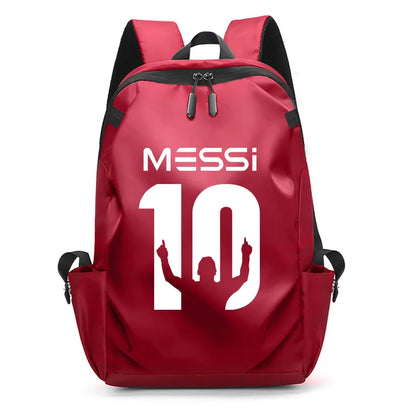Football Super Stars MESSI Backpack Boy Girl Unisex College Student Backpack Women Men Laptop Teens Student USB Port Rucksack Red B063