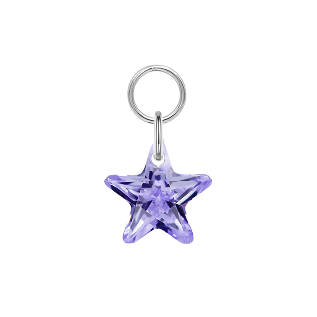 Hot Sale G23 Titanium Hinged Segment Ring Colored Zircon/Tourmaline/Corundum Drop Attachment Charms Piercing Body Jewelry Star(Purple CZ) CHINA