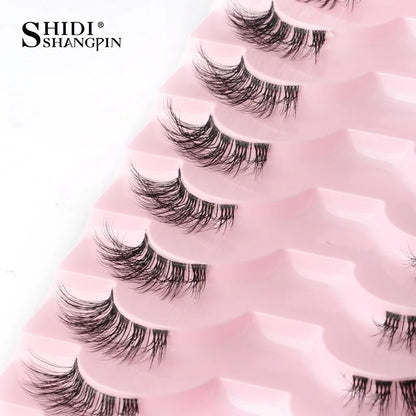 SHIDISHANGPIN 5/10Pairs False Lashes Cat Eye Eyelashes Eyelash Extension 3D Mink Half Lashes Natural Makeup faux Cils maquiagem