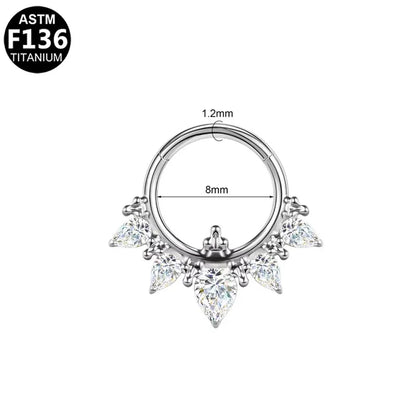 F136 Titanium Nose Ring for Men and Women 16G 8mm Hoop Septum Nose Piercing Jewelry Cartilage Earrings CZ Body Jewelry G23