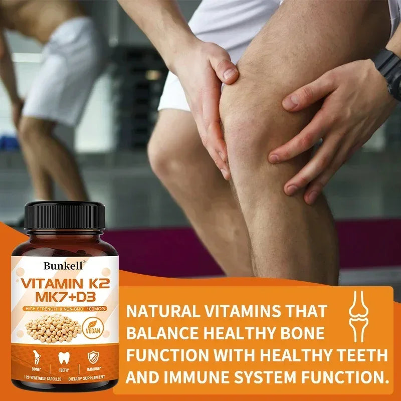 Vitamin K2 MK7 and Vitamin D3 Supplement Capsules, Support Bone Immunity, and Heart Health, Promote Calcium Absorption