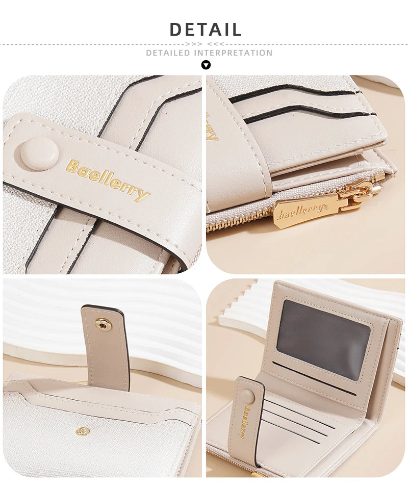 Baellerry High Quality Women Wallets New Simple Short Card Holde Brand Female Purse Photo Holder Coin Pocket Zipper Women Wallet