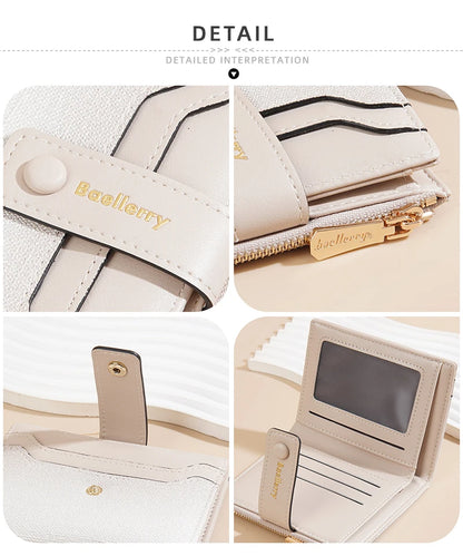 Baellerry High Quality Women Wallets New Simple Short Card Holde Brand Female Purse Photo Holder Coin Pocket Zipper Women Wallet