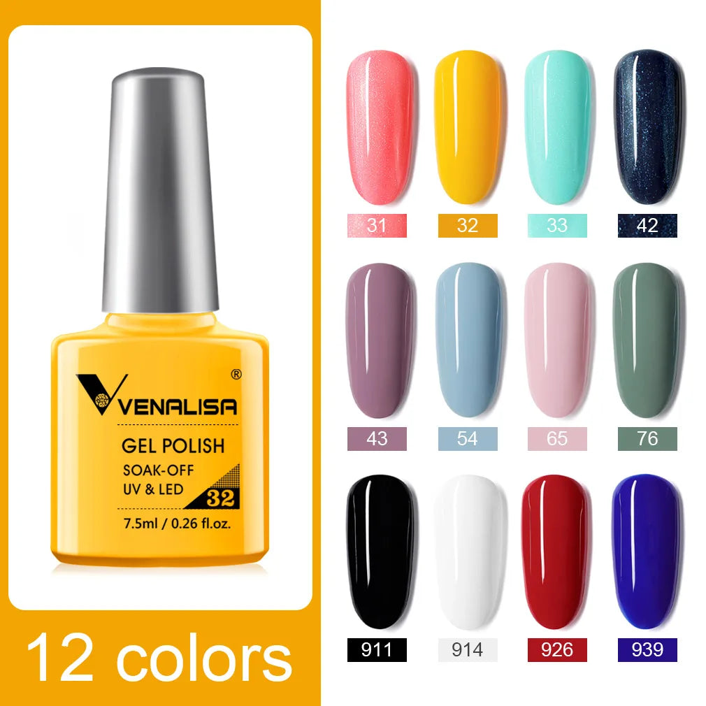 VENALISA Nail Gel Polish 7.5ml Super Glossy Glitter Gellack Great Coverage Soak Off UV LED Semi Permanent Beauty Nail Manicure