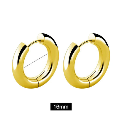 Men' s Earrings Stainless Steel Chunky Hoop Earrings For Man Round Circle Ear Hoops Punk Hip Hop Jewelry Couple Accessories KBE450-3-4