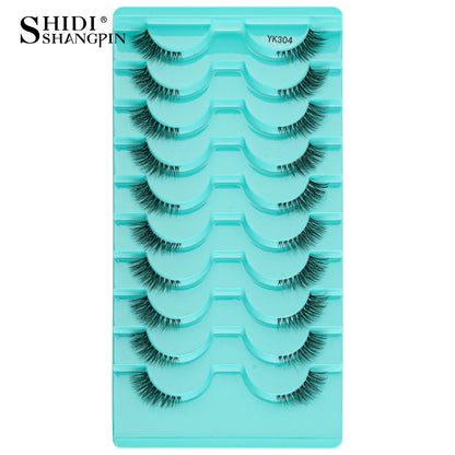 SHIDISHANGPIN 5/10Pairs False Lashes Cat Eye Eyelashes Eyelash Extension 3D Mink Half Lashes Natural Makeup faux Cils maquiagem 10 Pairs YK304