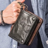 Vintage Genuine leather wallet Men leather long wallet men purse clutch bag male money clips zip around money bag card holder