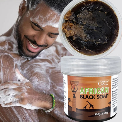 GZE African Black Soap 3-in-1 Face, Hair, and Body Cleanser - Deeply Cleanses and Moisturizes Skin and Hair, Natural Ingredients Badiee Stylez