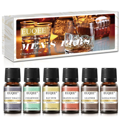 EUQEE 10ML Men's Fragrance Oil For Car Diffuser,Making Candle Leather Forest Pine Coffee Cake Cedarwood Bay Rum 1pcs/3pcs/6pcs - Badiee Stylez