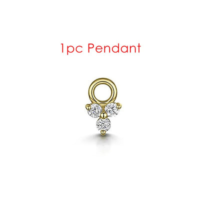 1PC Little Star Moon Snake Crystal Charms Pendant Helix Daith Earrings for Women Hanging Matching Piercing Lobe Tragus Jewelry CC035-2