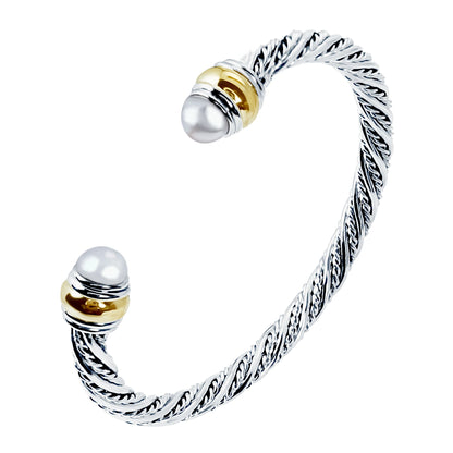 1PC Cable Bracelet for Women Gemstone Open Cuff Bracelet Bangle Bracelet Pearl Bracelet for Girls Best Gift for Women Friend Pearl