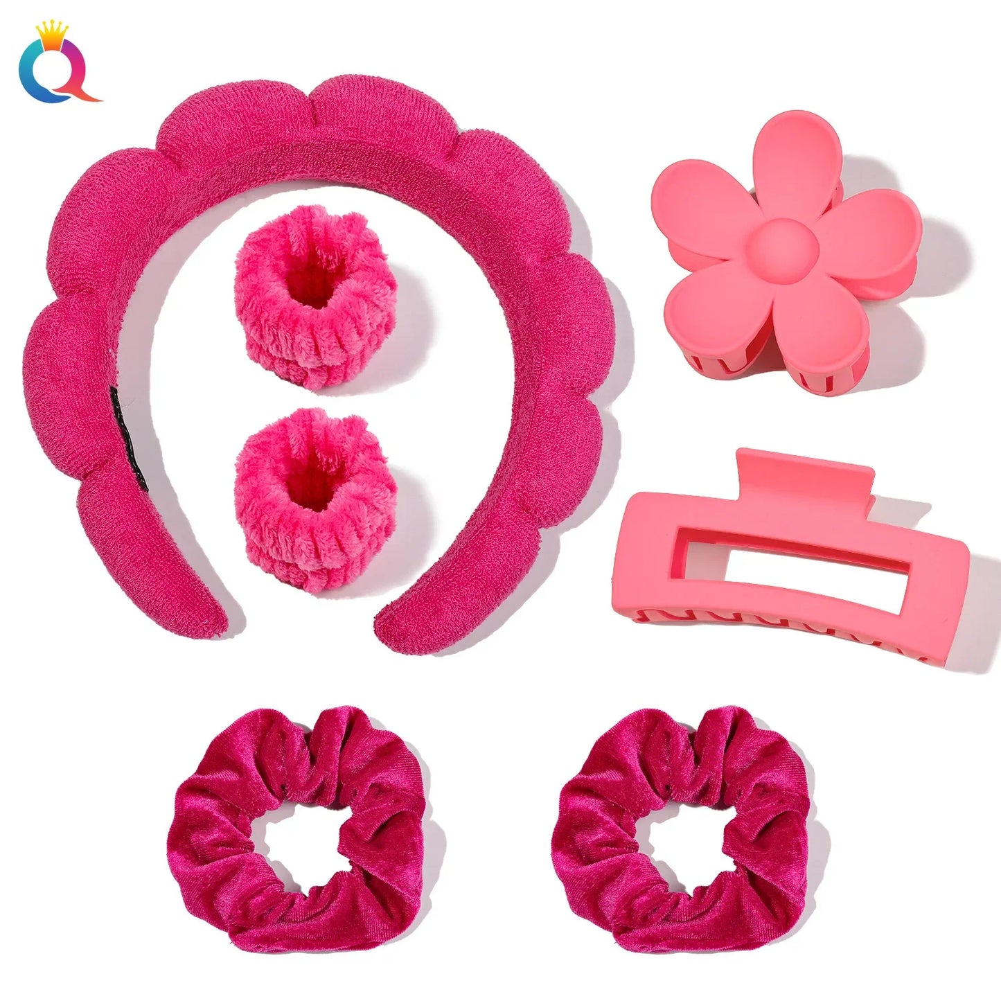 Wash Face Headbands For Women Puffy Sponge Hair Bands Cuff Waterproof Bands Absorbent Wristbands Girls Hair Accessories Set Badiee Stylez