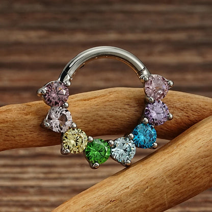 Right Grand ASTM F136 Titanium CZ Cartilage Hoop Earring 16G Septum Hoop Nose Ring Tragus Helix Daith Hinged Clicker Piercing