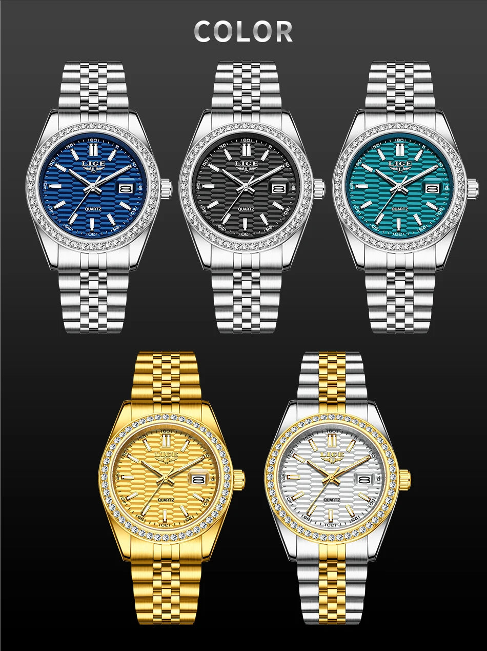 Relogio LIGE Women's Watch Luxury Fashion Quartz Ladies clock Stainless Steel Waterproof Calendar Watch for Women montre femme