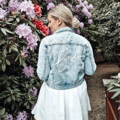 Bachelorette Jean Jackets Hen Party Gift Custom Bride Denim Jacket Pearl Mrs Outerwear Bridesmaid Personalised Coats Wedding Day