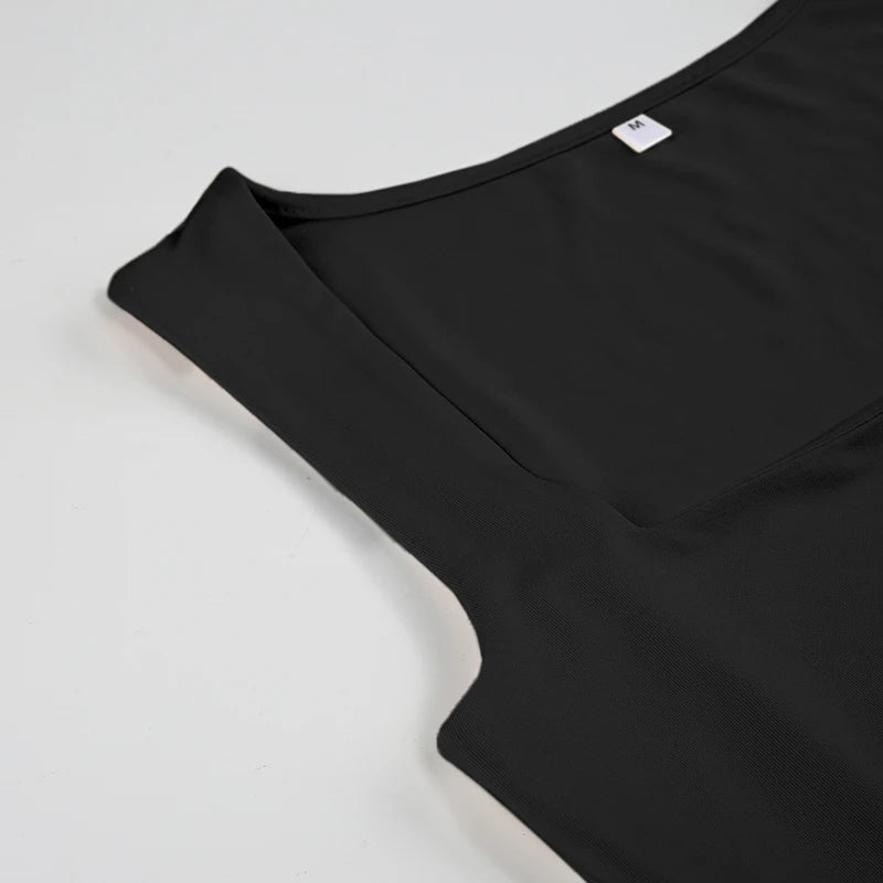 Darlingaga Casual Square Neck Fitness Summer Bodysuit Women Sleeveless Solid Basic One Piece Bodies Sporty Sexy Rompers Outfits