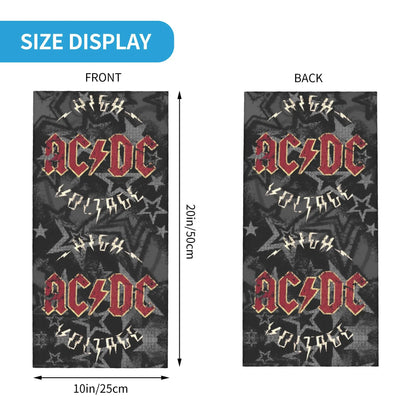 Custom Black AC DC Logo Camouflage Heavy Metal Band Bandana Neck Warmer Women Men Winter Hiking Ski Scarf Gaiter Face Cover