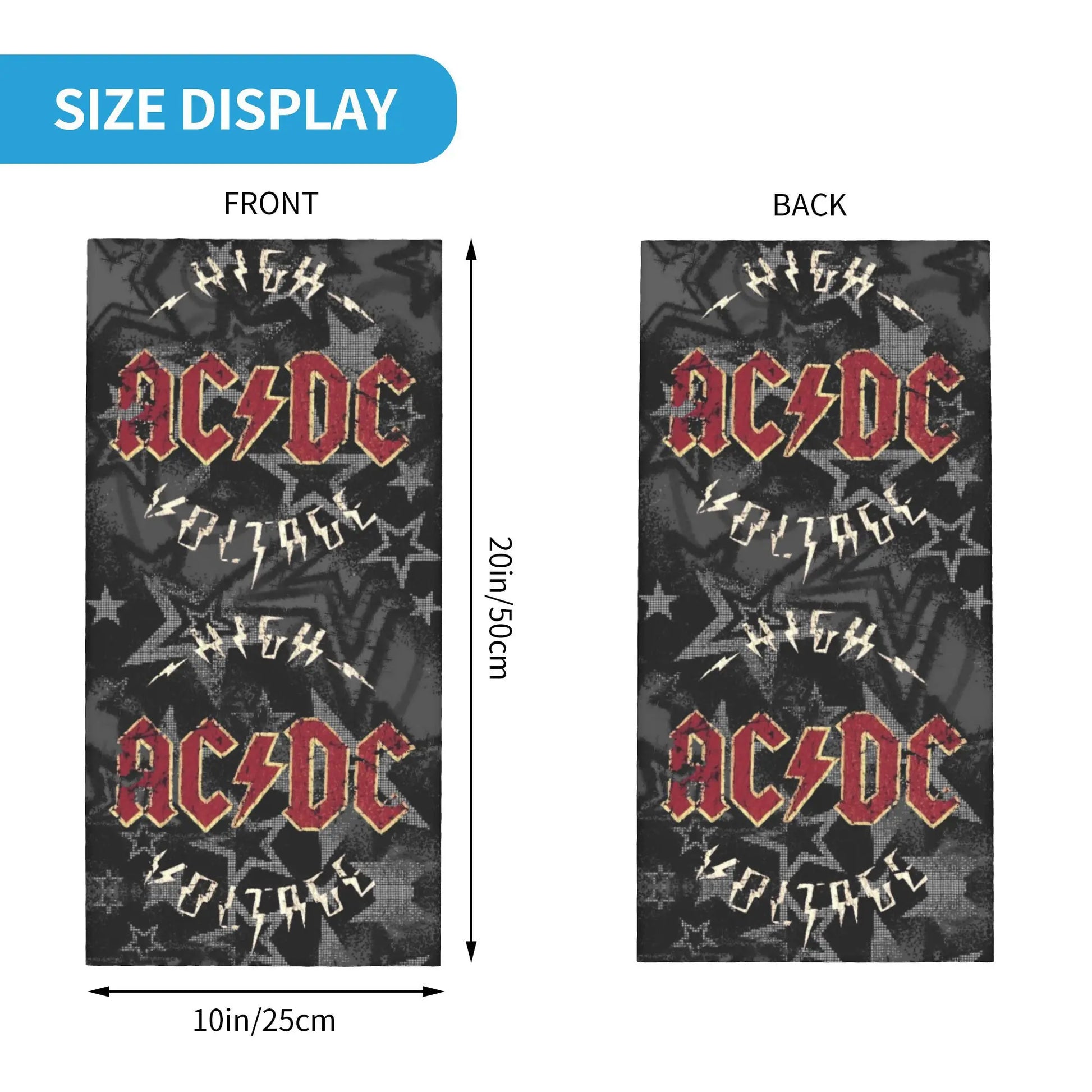 Custom Black AC DC Logo Camouflage Heavy Metal Band Bandana Neck Warmer Women Men Winter Hiking Ski Scarf Gaiter Face Cover