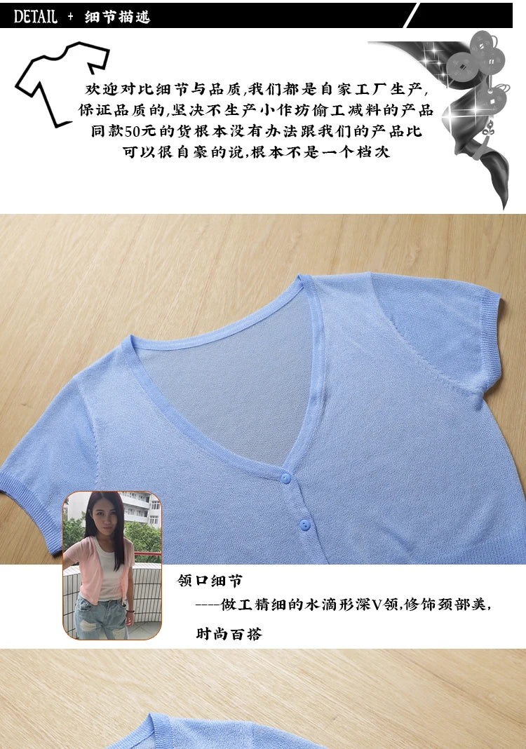 Outerwear Jerseys Summer Cardigan Women Cropped Blouses Korean Fashion Style Cute V-neck Women's Coat Black Bolero Woman Basic