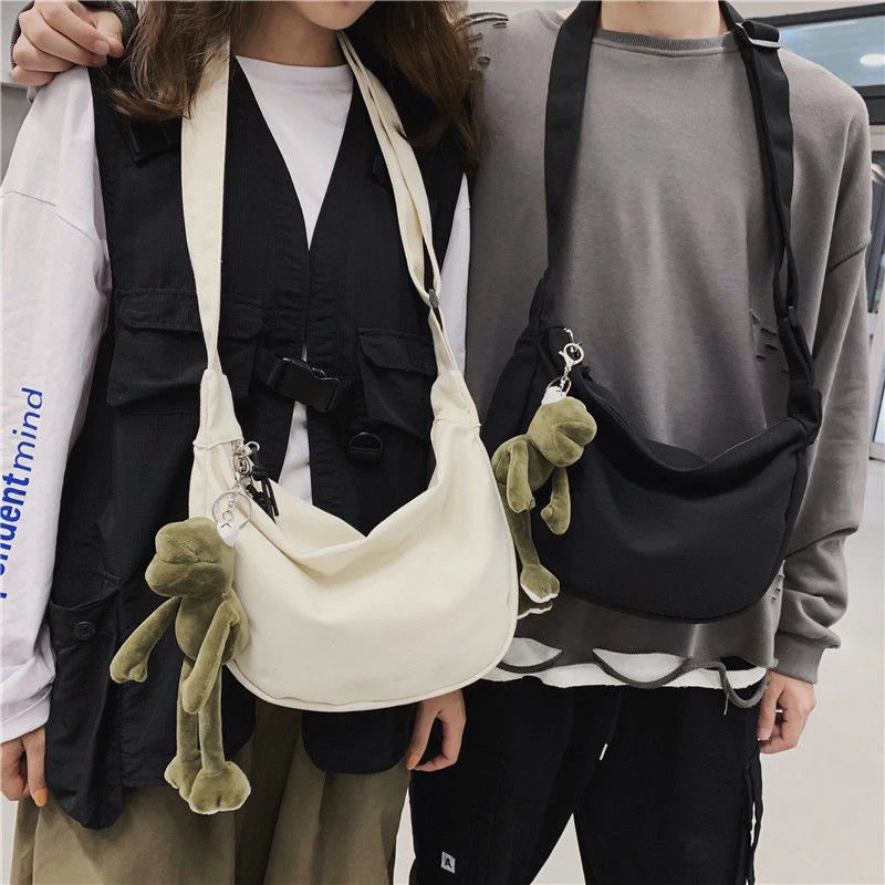 Canvas Crossbody Bag Large Capacity Hip-Hop Street Style For Both Men And Women