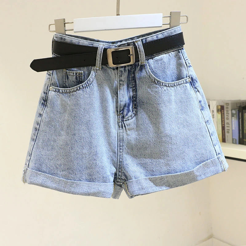 Women's Denim Shorts Summer 2024 New Loose Wide Leg Short Jeans Female Casual Clothes A-line Pants for Women Light Blue