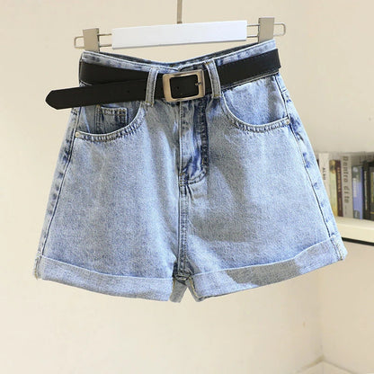 Women's Denim Shorts Summer 2024 New Loose Wide Leg Short Jeans Female Casual Clothes A-line Pants for Women Light Blue