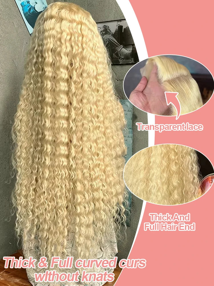 613 Blonde HD Lace Frontal Wig 13x4 13×6 Deep Wave Lace Front Human Hair Wig Colored Curly Wigs Water Wave Wigs For Women ﻿ ﻿ Badiee Stylez