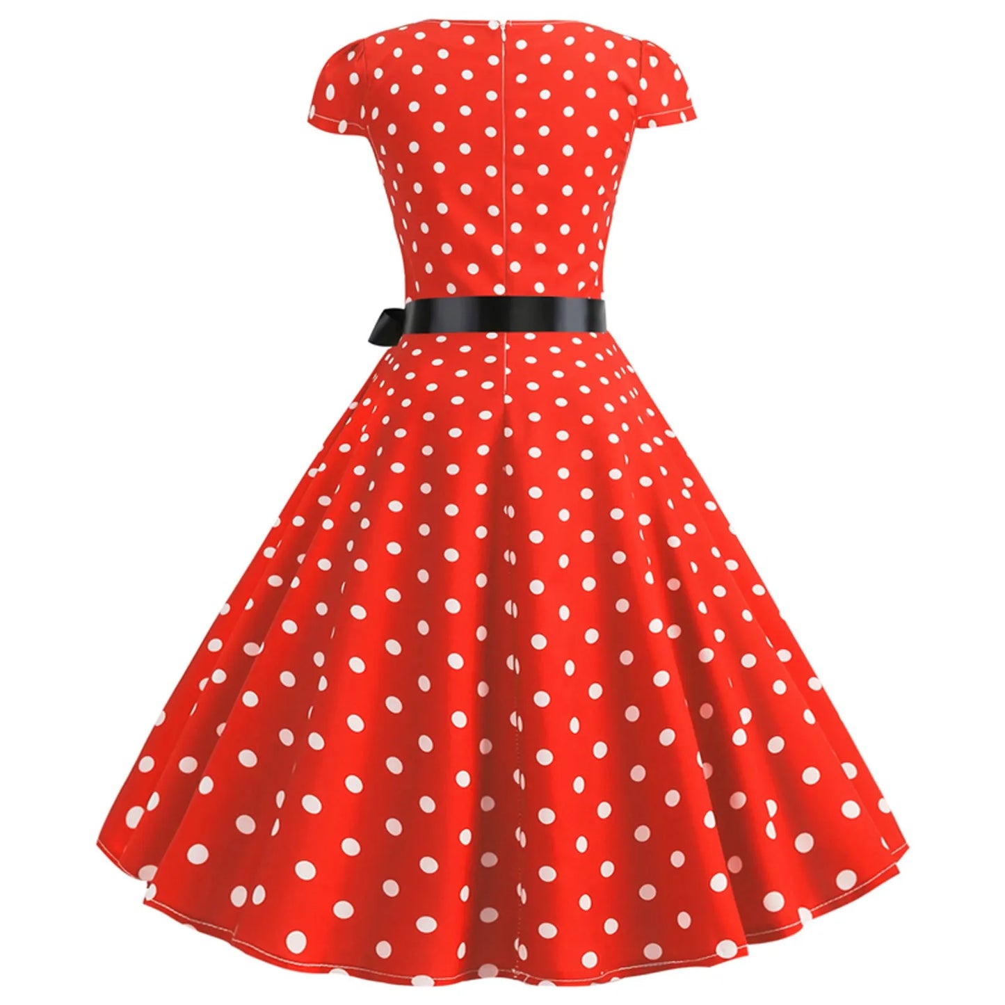 Woman Retro Dresses Audrey Hepburn 1950s 60s Rockabilly Polka Dot Printed Bowknot Pinup Ball Gown Party Dress Robe Vestidos