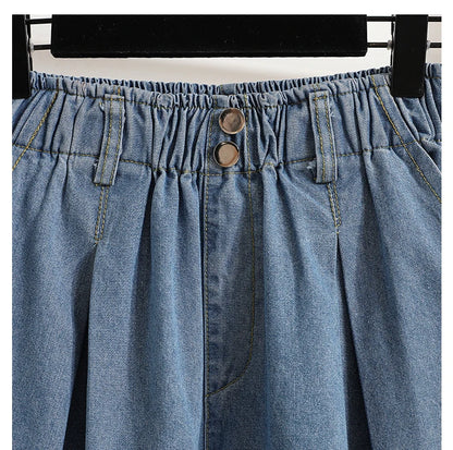 High Waist Wide Leg Loose Denim Shorts Women 2024 Summer New Arrivals Half Length Blue Color Jeans Shorts Korean Casual Jeans