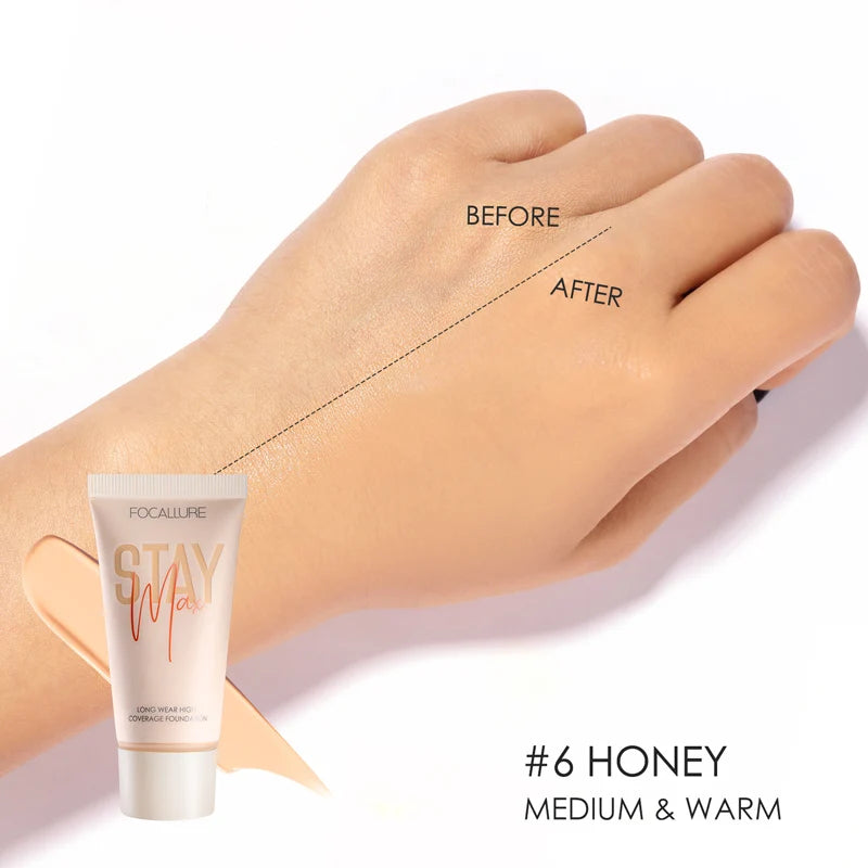 Wholesale FOCALLURE Waterproof Liquid Foundation Cream Full Coverage Oil-control Long-lasting Face Concealer Base Cosmetics 06 Honey