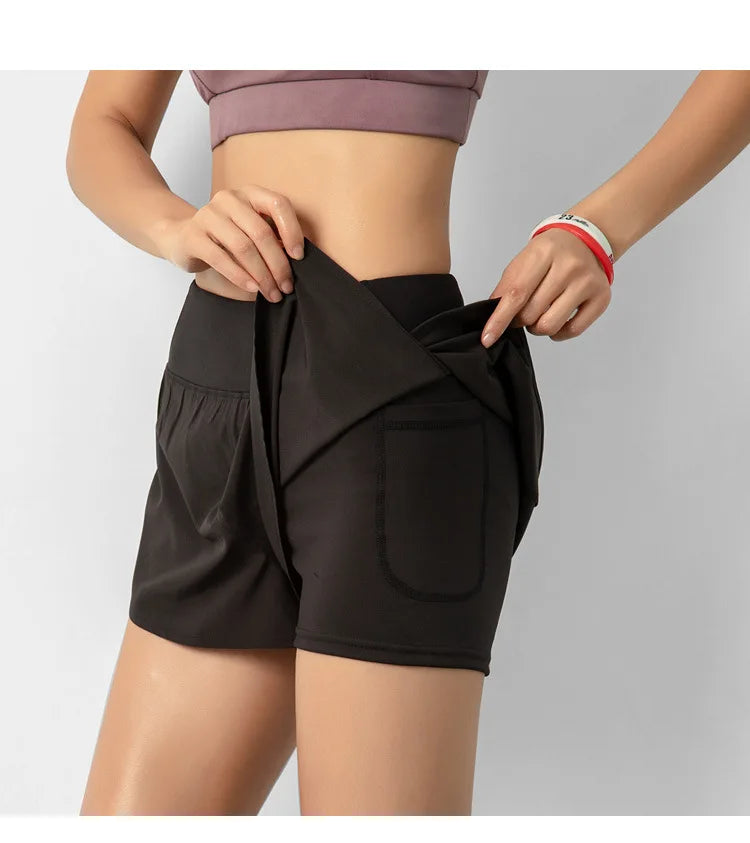 Sport Shorts Women Sportswear Double-deck Running Shorts Yoga Bottoms Summer Gym Fitness Training Jogging Short Pants