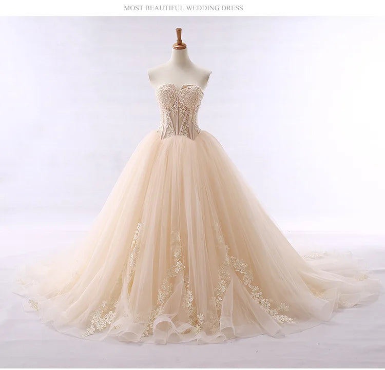 Strapless Wedding Dress 2025autumn New Style Elegant and Graceful Bride Slimming Palace Style Sexy Lace Puffy Dress Formal Dress Badiee Stylez