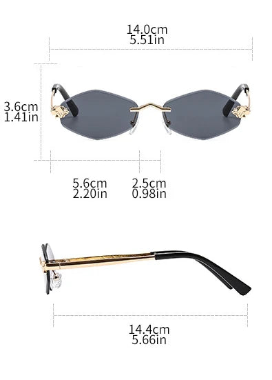 Luxury Rimless Sunglasses Women Brand Design Diamond Shape Small Size Sun Glasses Gradient Sunscreen UV400 #303862